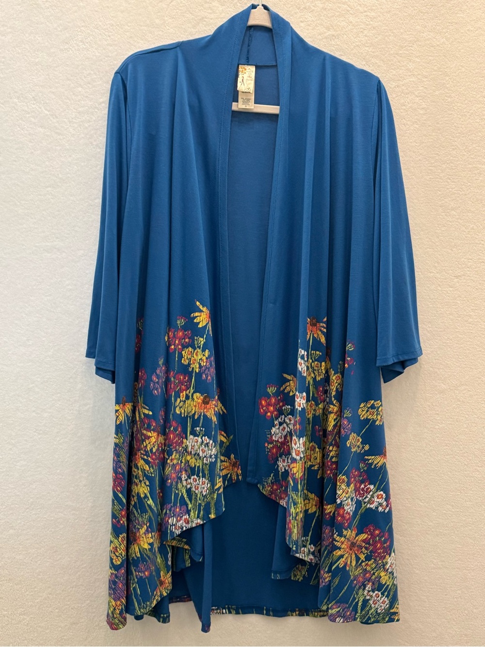 A Walk In The Park Floral Cardigan 2X Fun Artful Unique Kimono